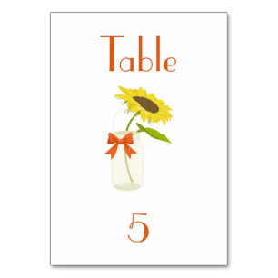Beautiful Sunflower Wedding Table Number
