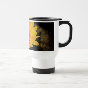 Beautiful Sunflower with Dark Brown Background Travel Mug