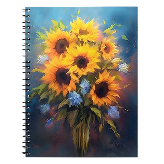 Beautiful Sunflowers Bouquet Elegant Botanical  Notebook (Front)