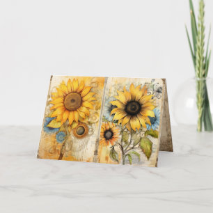 Beautiful sunflowers folded greeting card