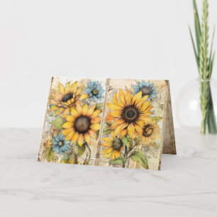 Beautiful sunflowers folded greeting card