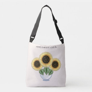Beautiful Sunflowers in a Vase Art Crossbody Bag