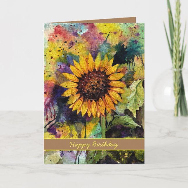 Beautiful Sunflowers In Watercolor   Card (Front)