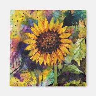 Beautiful Sunflowers In Watercolor  Magnet