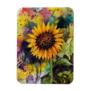 Beautiful Sunflowers In Watercolor Magnet