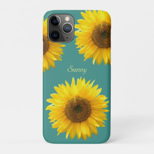 Beautiful Sunflowers on Teal Case-Mate iPhone Case