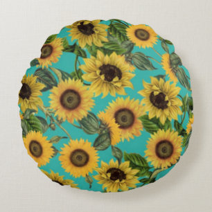 Beautiful Sunflowers Round Cushion