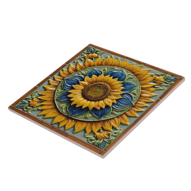 Beautiful Sunflowers Trendy Collection Tile (Side)