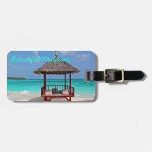 Beautiful, sunny Maldives Island beach and ocean Luggage Tag