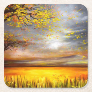 Beautiful Sunny Meadow Fine Art Square Paper Coaster