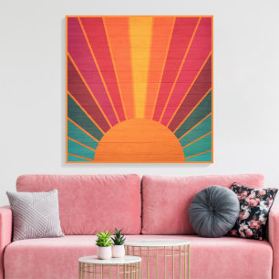 Beautiful Sunny Sun Rays Southwestern Folk Art Canvas Print