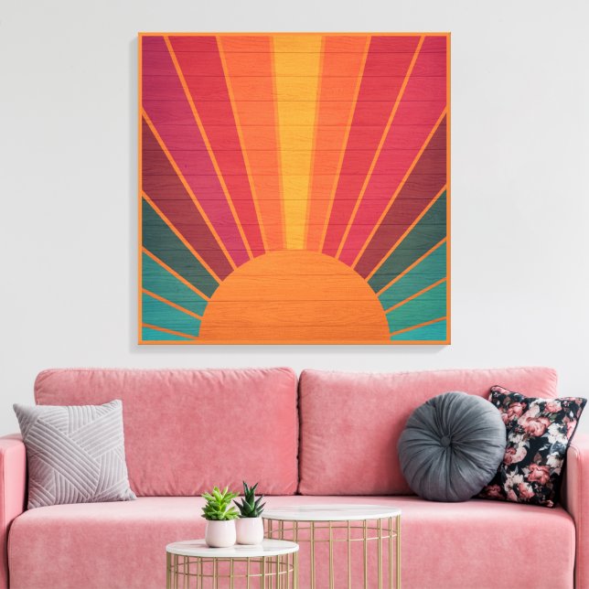 Beautiful Sunny Sun Rays Southwestern Folk Art Canvas Print (Insitu(LivingRoom))