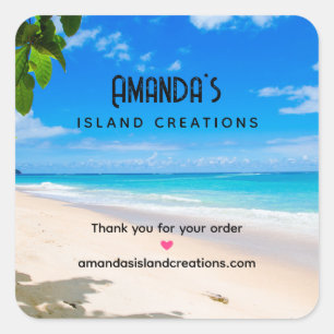 Beautiful Sunny Tropical Beach Photo Square Sticker