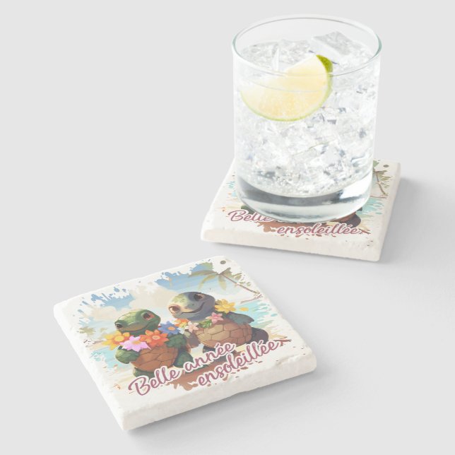 Beautiful sunny year too stone coaster (Side)