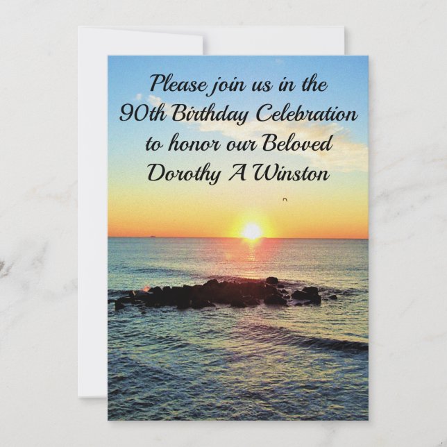 BEAUTIFUL SUNRISE 90TH BIRTHDAY INVITATIONS (Front)
