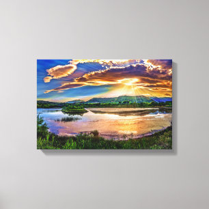 Beautiful Sunrise Mountains Reflections  Canvas Print