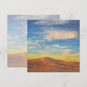 Beautiful Sunrise Over Sand Dunes On Wood Grain  Card