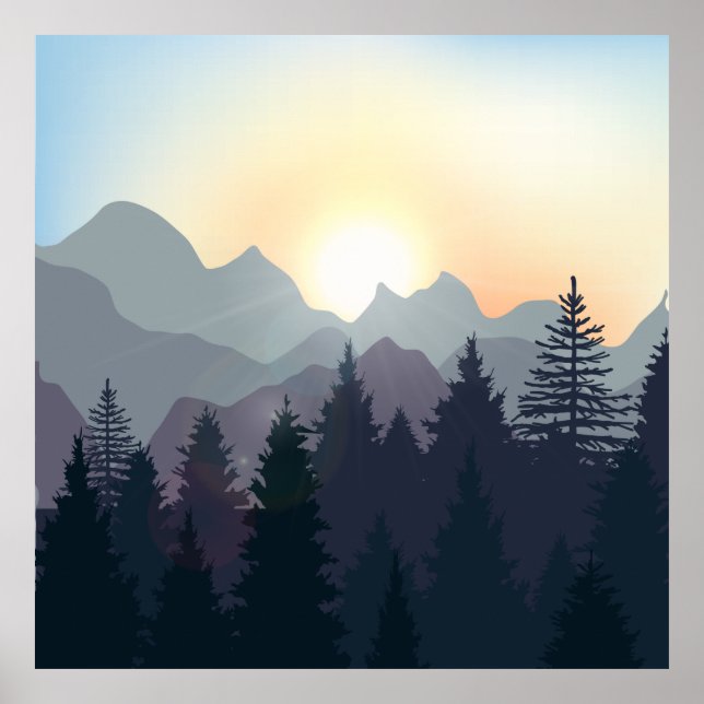 Beautiful sunrise scenery illustration poster (Front)