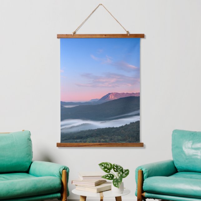 Beautiful sunrise view on Nanos from Šilentabor Hanging Tapestry (Living Room)