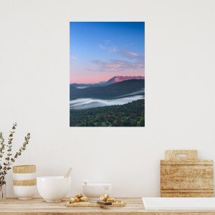 Beautiful sunrise view on Nanos from Šilentabor Poster