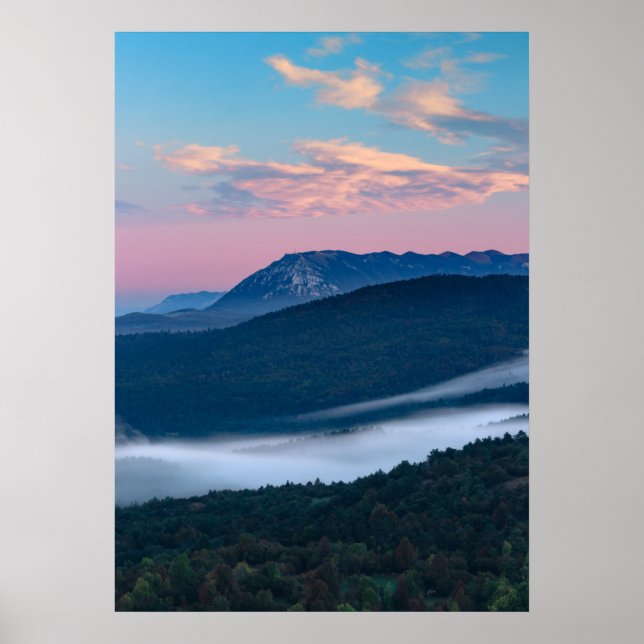 Beautiful sunrise view on Nanos from Šilentabor Poster (Front)