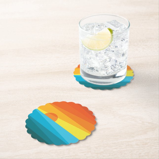 Beautiful Sunset and Sea Waves  Paper Coaster (Insitu)