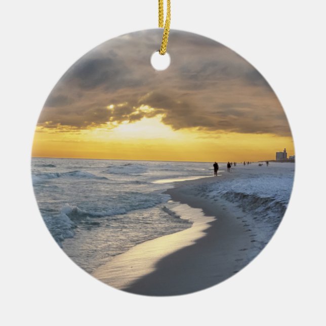 Beautiful Sunset at Pensacola Beach, Florida Ceramic Tree Decoration (Front)