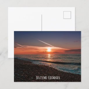 Beautiful sunset at sea. Batumi Georgia Postcard