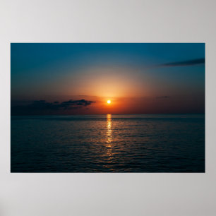 Beautiful sunset at sea. Batumi Georgia Poster