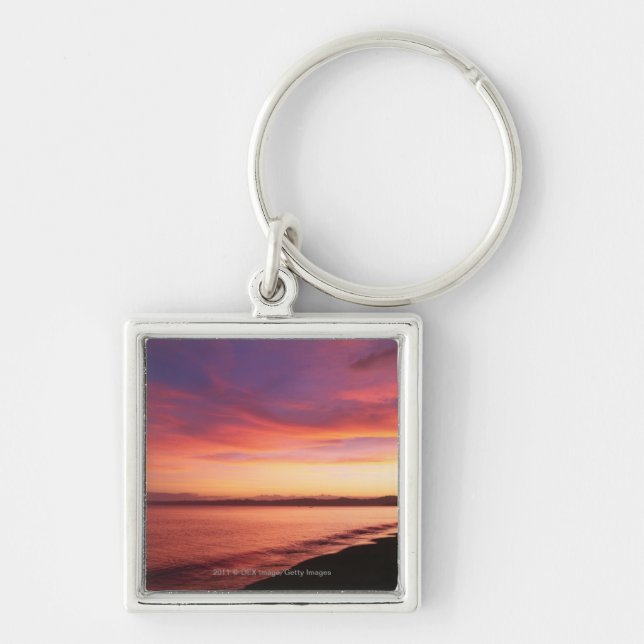 Beautiful sunset at the beach key ring (Front)