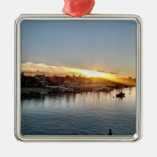 Beautiful Sunset at the Harbour in Balboa Island Metal Tree Decoration