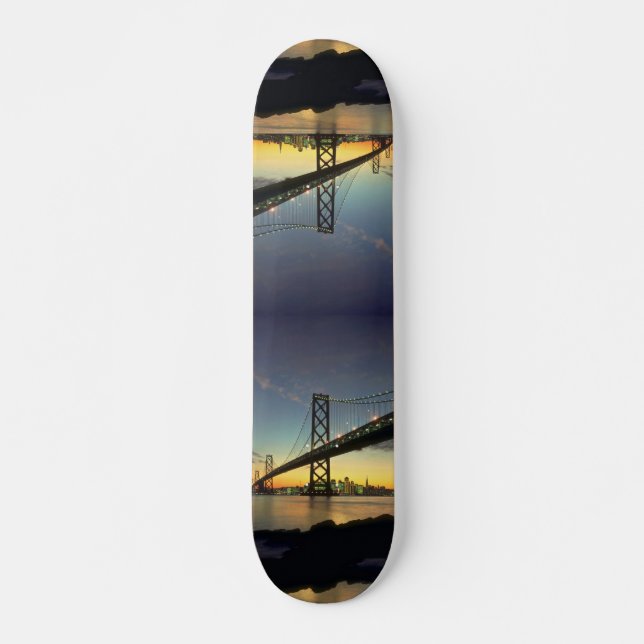 Beautiful Sunset: Bay Bridge, San Francisco, Calif Skateboard (Front)