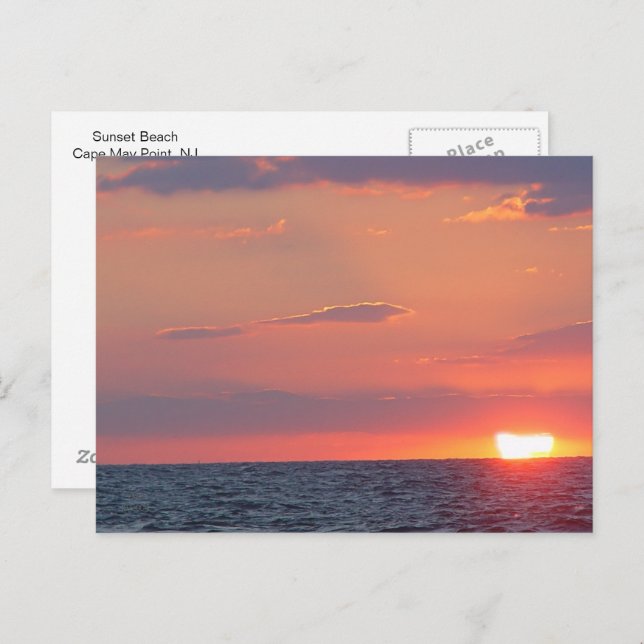 Beautiful Sunset Beach, Cape May, NJ Postcard (Front/Back)