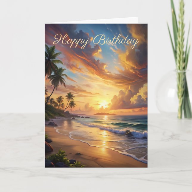 Beautiful Sunset Birthday Card (Front)