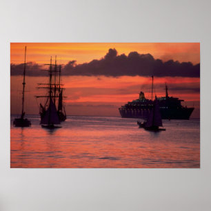 Beautiful Sunset: Bridgetown Harbour, Barbados Poster