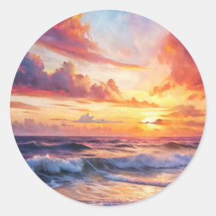 Beautiful Sunset Classic Round Sticker