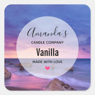 Beautiful Sunset Coastal Photo - Candle Business Square Sticker