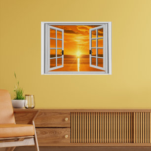 Beautiful Sunset Faux Window View Poster