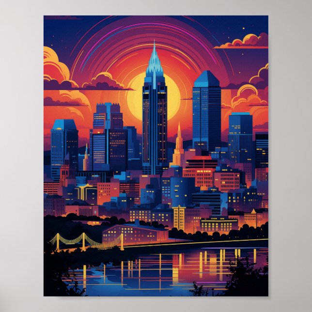 Beautiful Sunset in Cincinnati Ohio USA Poster (Front)
