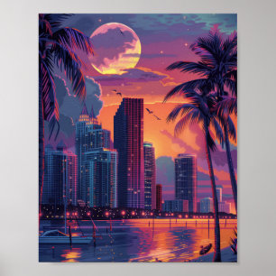 Beautiful Sunset in Miami Florida Poster