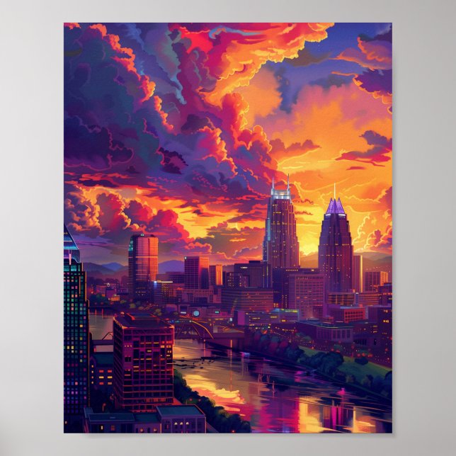 Beautiful Sunset in Nashville TN USA Poster (Front)