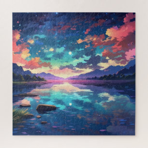 Beautiful Sunset Lake Tranquillity Jigsaw Puzzle