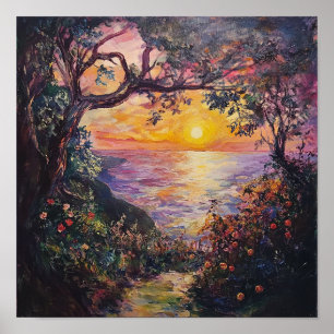 Beautiful Sunset Landscape Art Home Makeover Poster