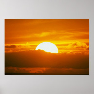 Beautiful Sunset: Moorea, outer reef pass, Tahiti Poster