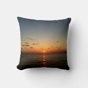 beautiful sunset ocean yellow orange red cushion