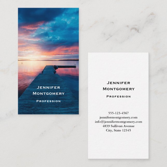 Beautiful Sunset on a Calm Lake Business Card (Front/Back)