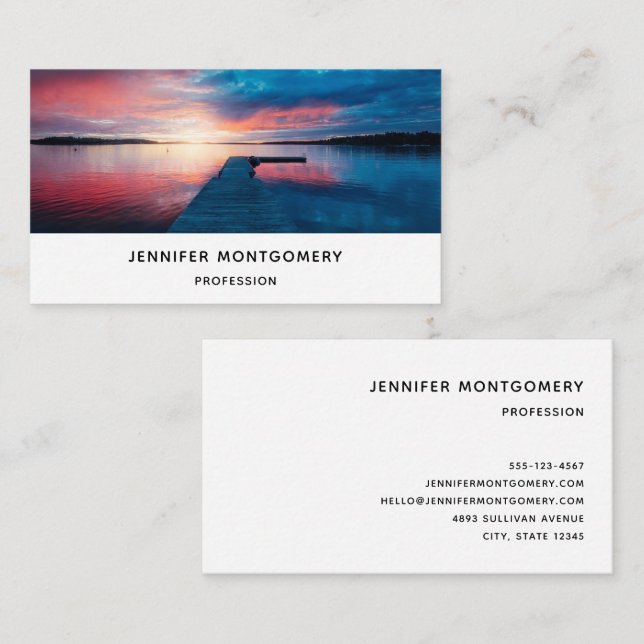Beautiful Sunset on a Calm Lake Business Card (Front/Back)