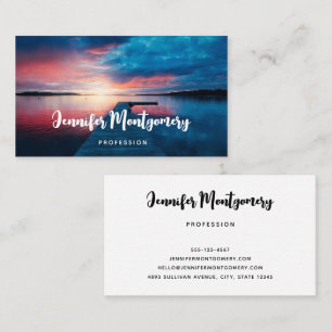 Beautiful Sunset on a Calm Lake Business Card