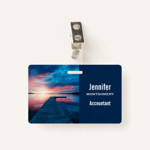 Beautiful Sunset on a Calm Lake ID Badge
