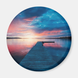 Beautiful Sunset on a Calm Lake Magnet
